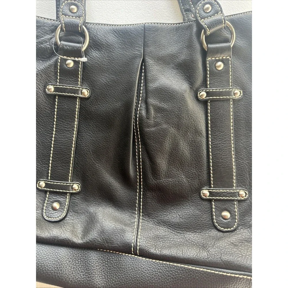 Coldwater Creek Brown Pebble Leather Shoulder Bag #91845 Purse 16”x11”x5”